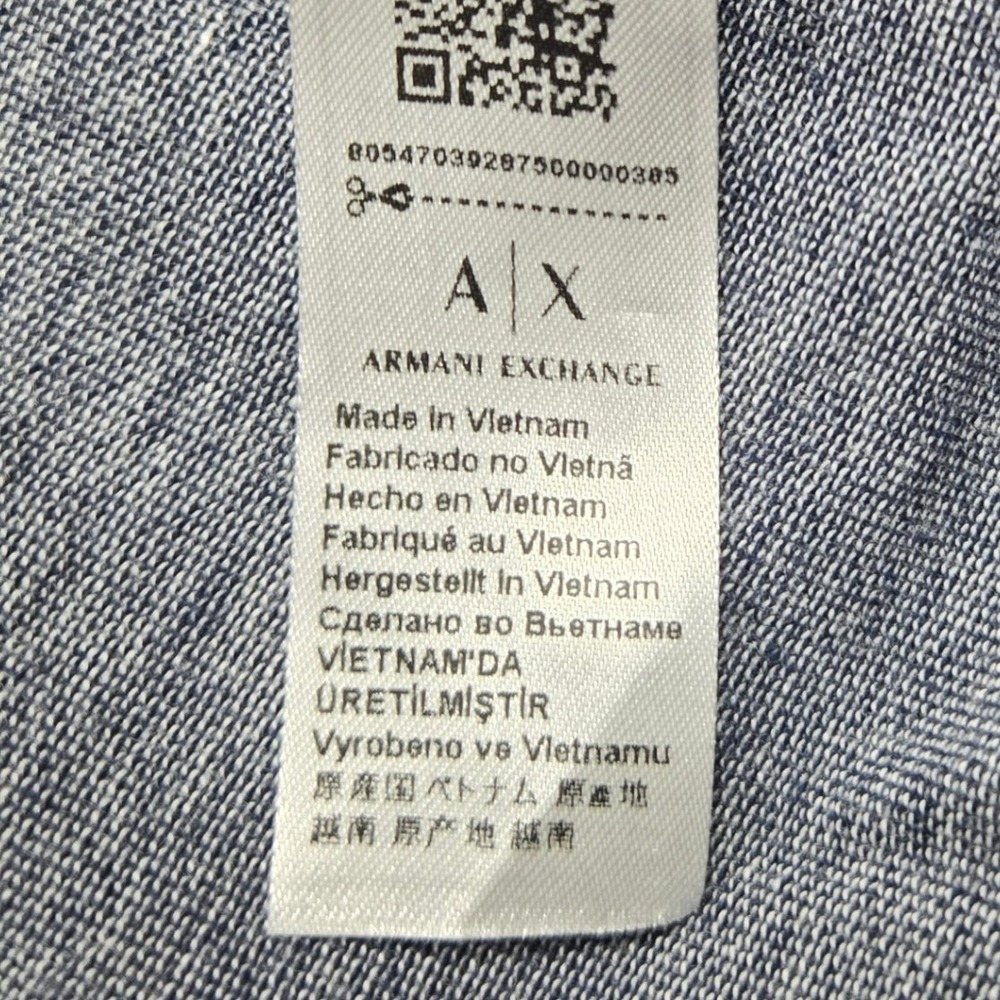 Armani Exchange Polo Shirt Marled Contrast Trim Blue Men Medium - Picture 9 of 11